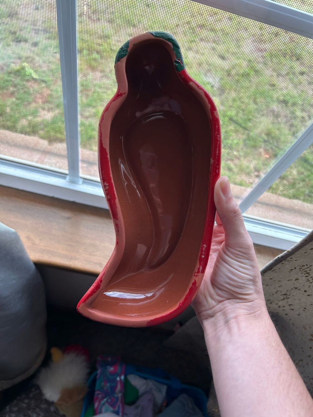 Red Ceramic Pepper Trinket Dish